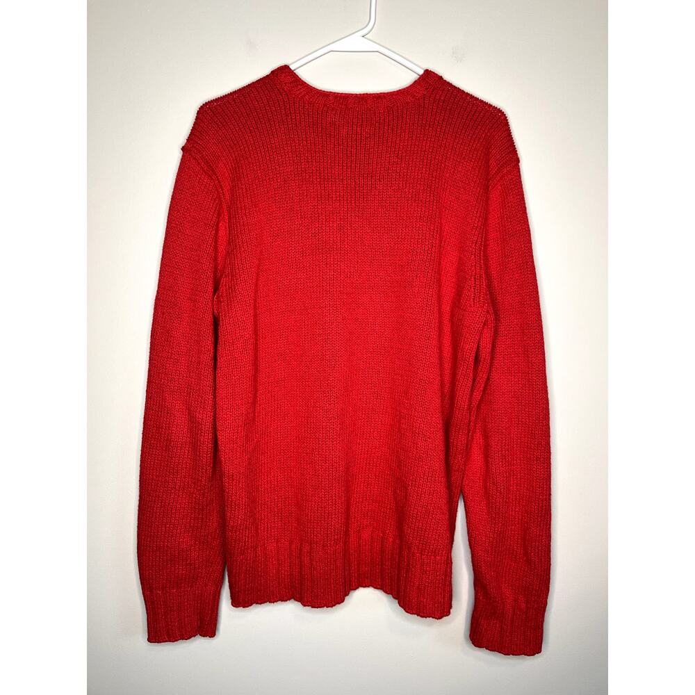 1990s Polo Ralph Lauren Linen Cotton Red Old Money Yacht Thick Capsule Sweater M - Picture 3 of 3